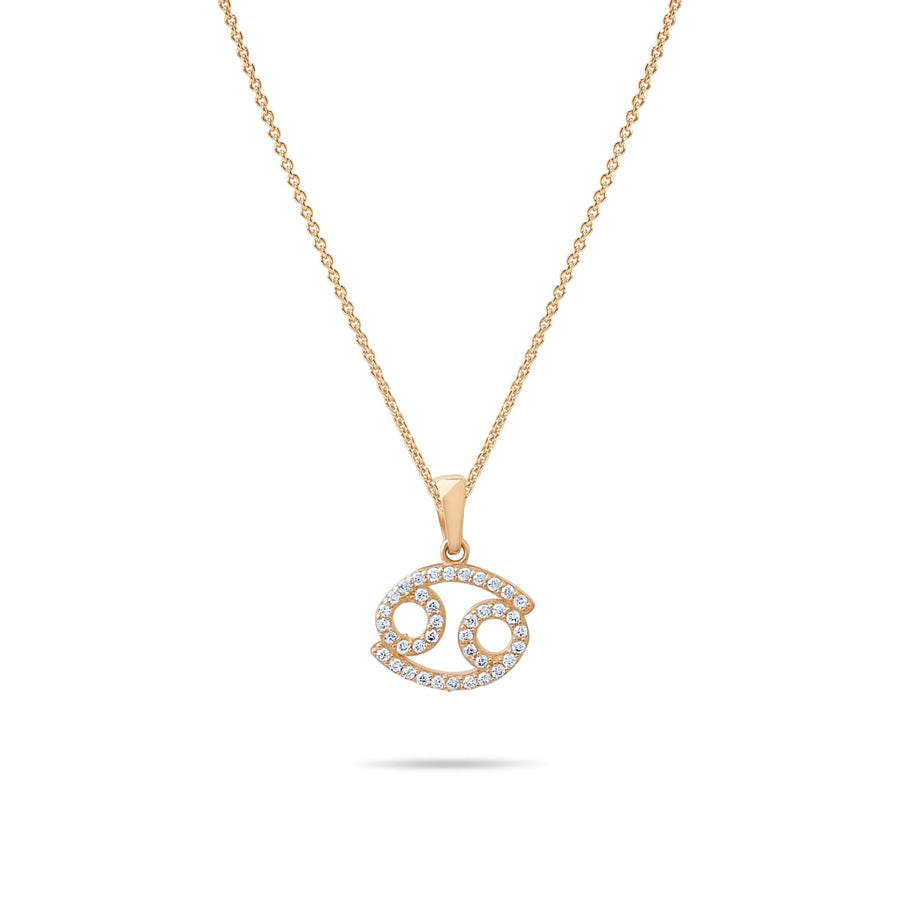 14ct Gold Zodiac Pendant Necklace, Dainty Cubic Zirconia Horoscope Charm, Astrology Jewellery Gift - Pendant Only - Kolié