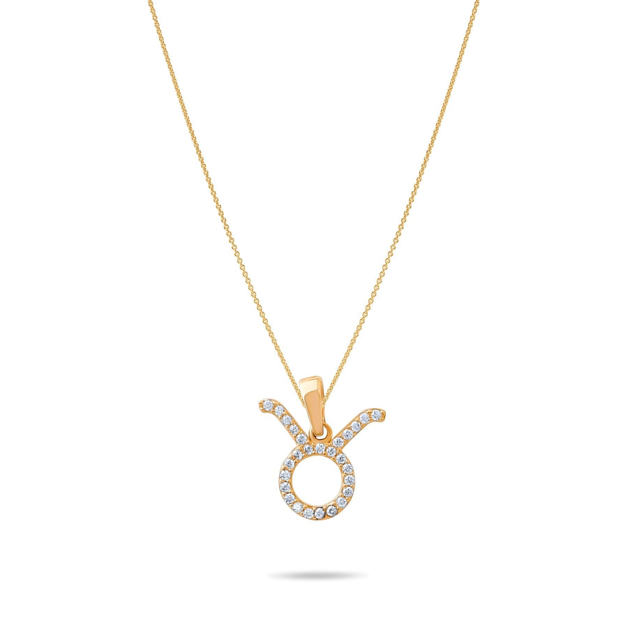 14ct Gold Zodiac Pendant Necklace, Dainty Cubic Zirconia Horoscope Charm, Astrology Jewellery Gift - Pendant Only - Kolié