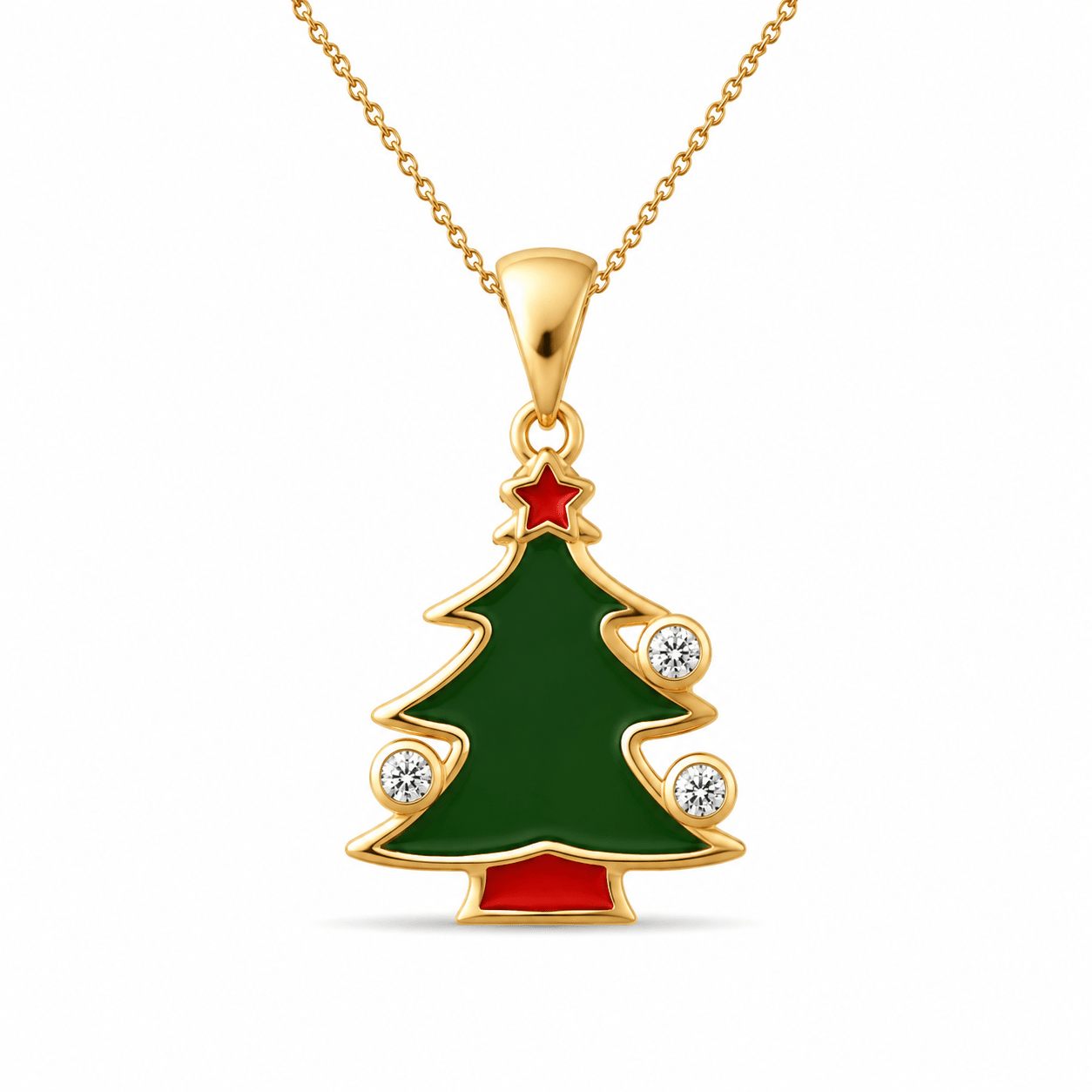 14ct Solid Gold Christmas Tree Pendant - Pendant Only - Kolié Fine Jewellery