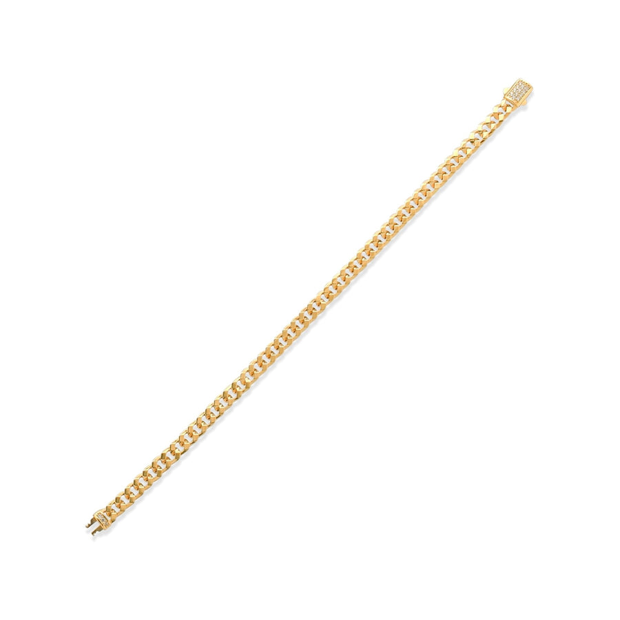 14ct Solid Gold Cuban Link Bracelet with Clear Cubic Zirconia Pavé Clasp for Women - Bold Yellow Gold Design - Kolié