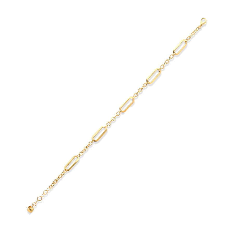 14ct Solid Gold Paperclip Link Bracelet for Women - Minimalist Yellow Gold Design - Kolié