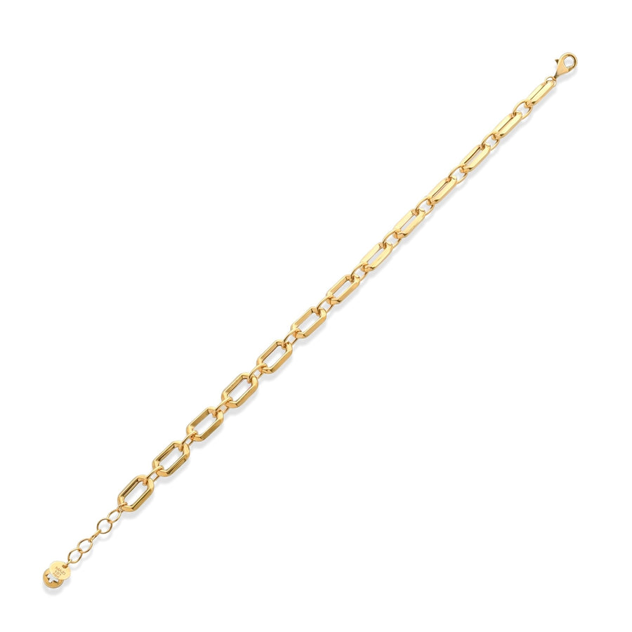 14ct Solid Gold Rectangular Link Bracelet for Women - Bold Yellow Gold Design - Kolié