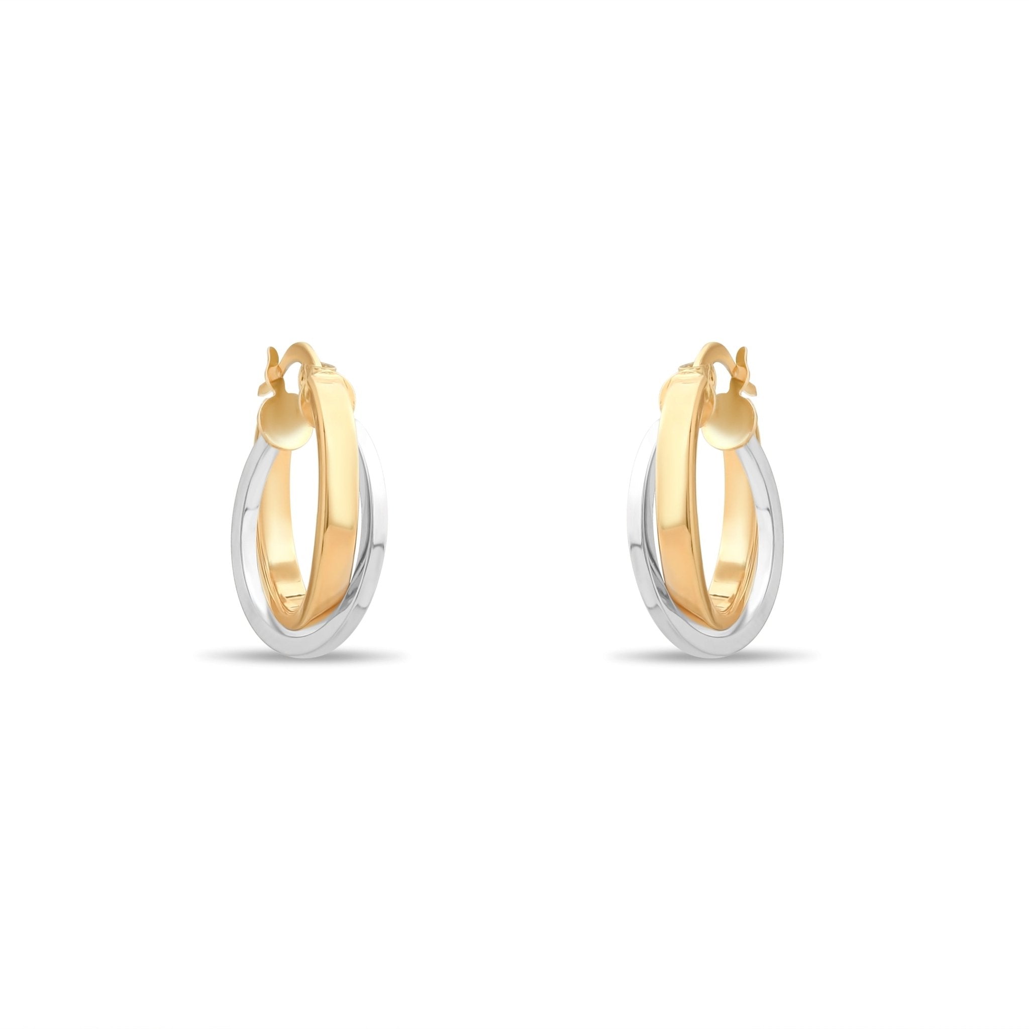 14ct Yellow and White Gold Intertwined Hoop Earrings – Elegant Two - Tone Jewellery for Women - Kolié