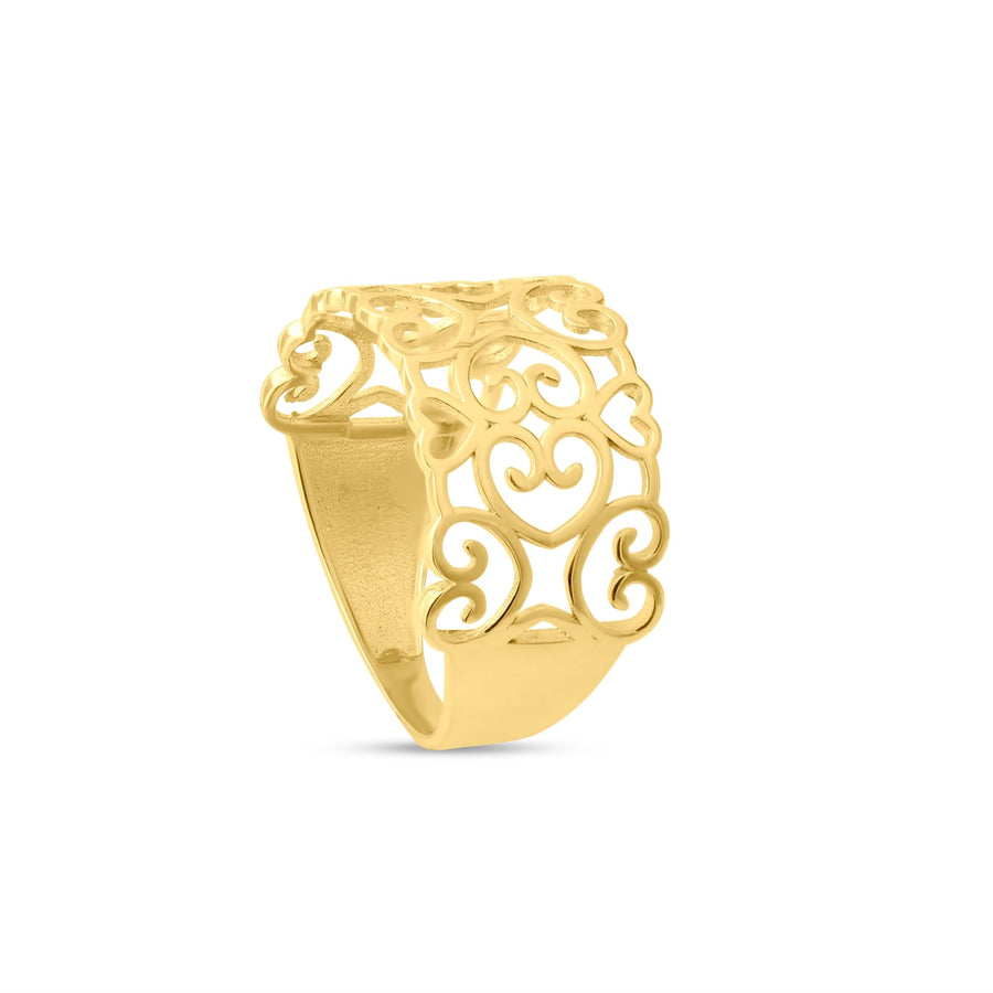 14ct Yellow Gold Celtic Inspired Openwork Heart Ring - Kolié Fine Jewellery