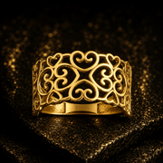 14ct Yellow Gold Celtic Inspired Openwork Heart Ring - Kolié Fine Jewellery