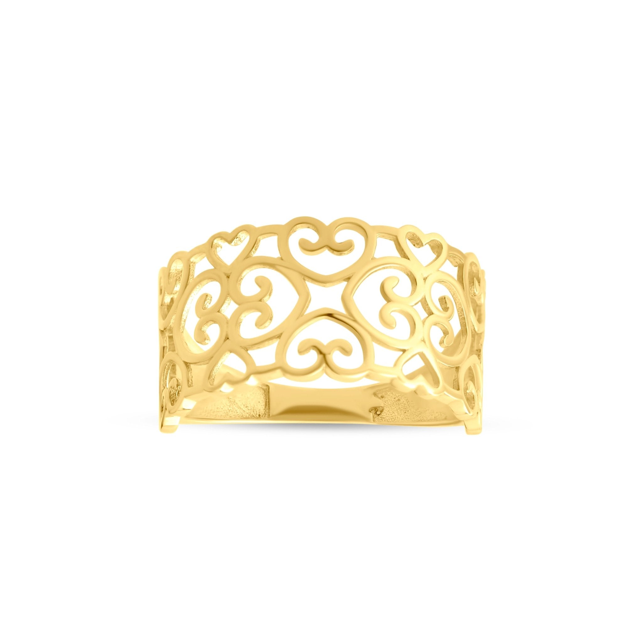 14ct Yellow Gold Celtic Inspired Openwork Heart Ring - Kolié Fine Jewellery