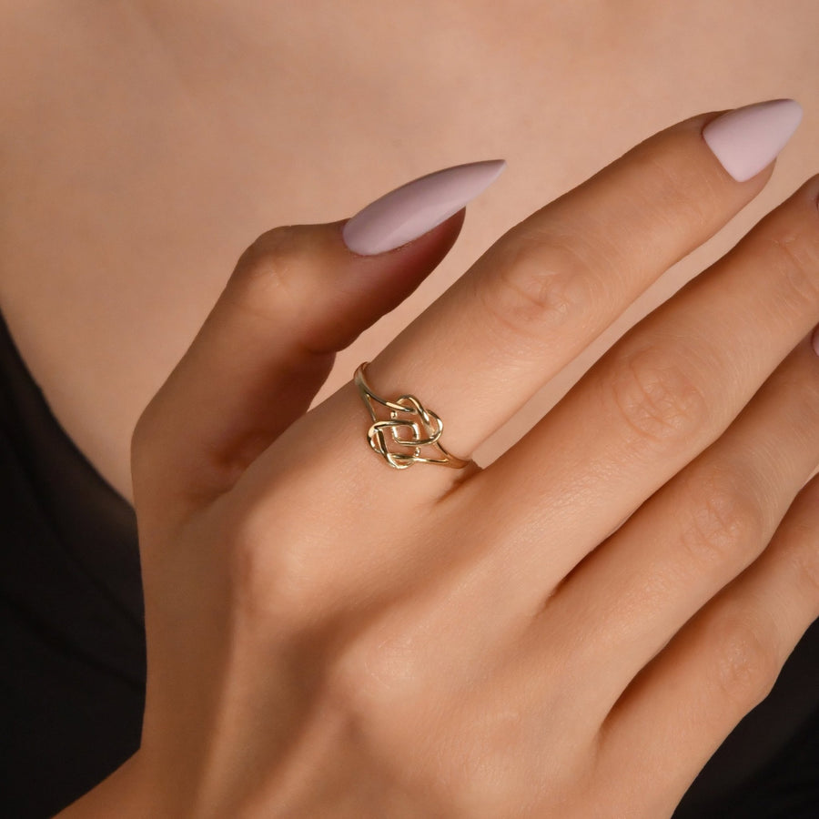 14ct Yellow Gold Celtic Knot Love Ring - Kolié Fine Jewellery