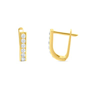14ct Yellow Gold Channel Set Cubic Zirconia J - Hoop Earrings - Kolié Fine Jewellery