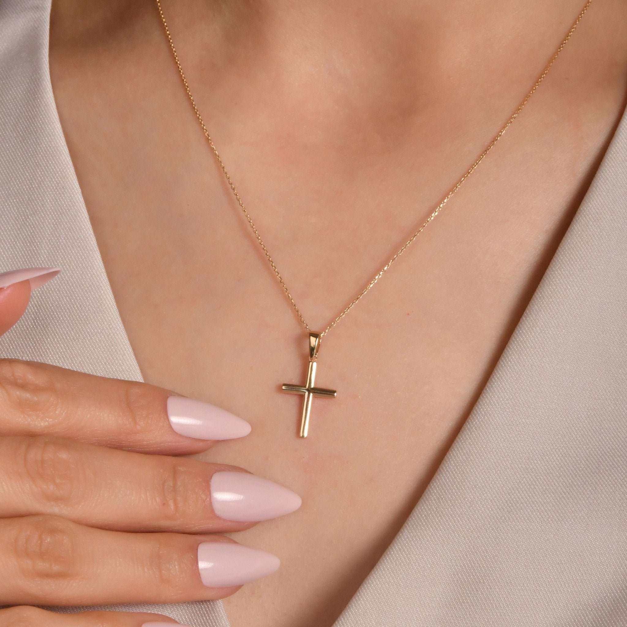 14ct Yellow Gold Classic Scooped Back Cross Pendant - Pendant Only - Kolié Fine Jewellery