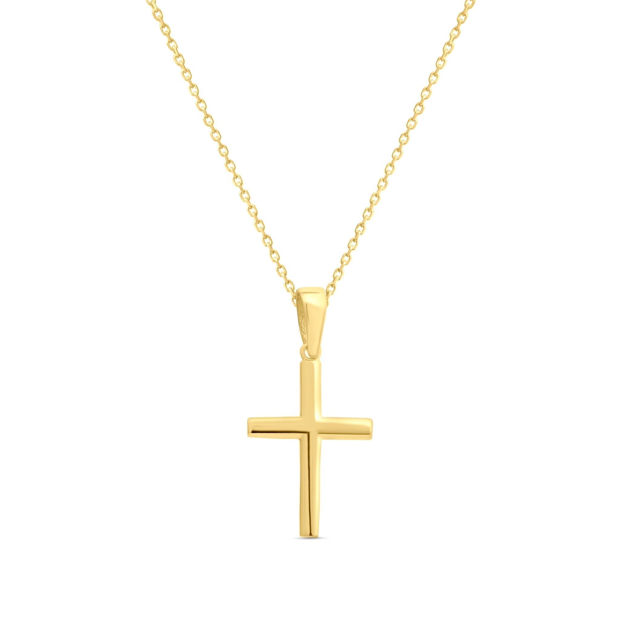14ct Yellow Gold Classic Scooped Back Cross Pendant - Pendant Only - Kolié Fine Jewellery
