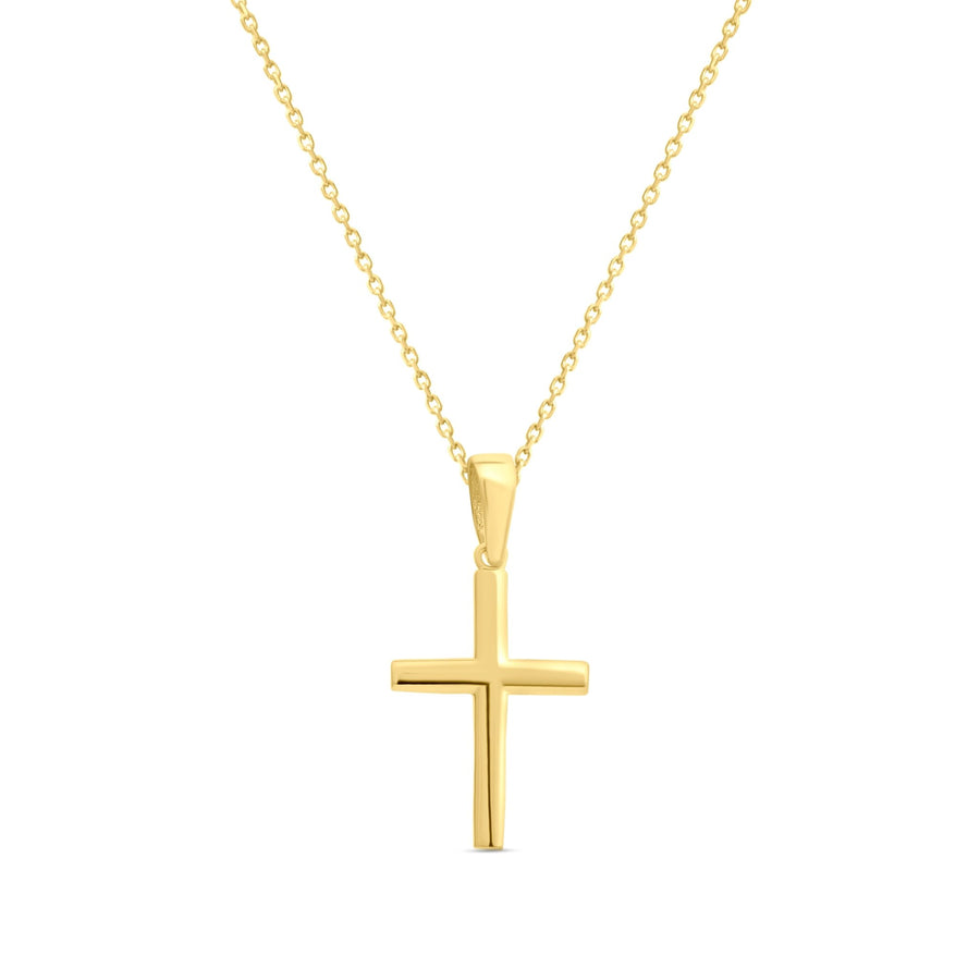 14ct Yellow Gold Classic Scooped Back Cross Pendant - Pendant Only - Kolié Fine Jewellery