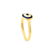 14ct Yellow Gold Dainty Enamel Round Evil Eye Ring - Kolié Fine Jewellery