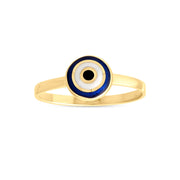 14ct Yellow Gold Dainty Enamel Round Evil Eye Ring - Kolié Fine Jewellery