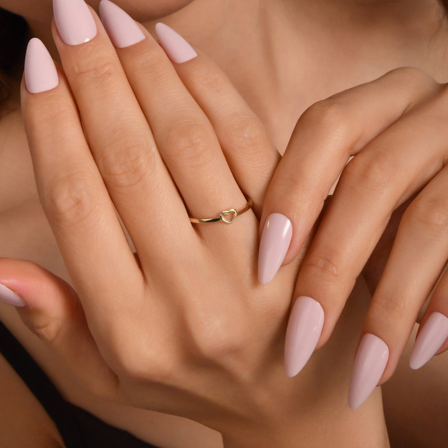 14ct Yellow Gold Dainty Open Heart Minimalist Ring - Kolié Fine Jewellery