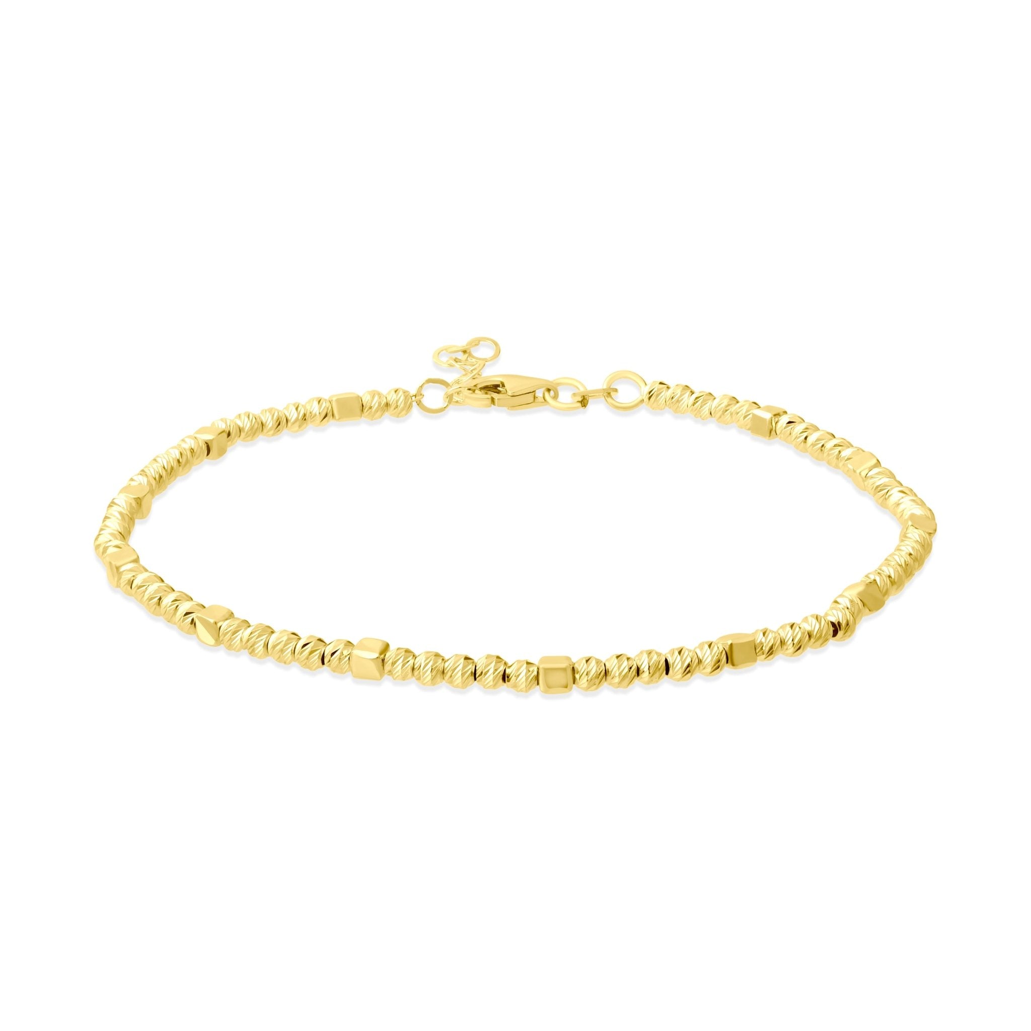 14ct Yellow Gold Diamond Cut Bead Station Bracelet - Kolié Fine Jewellery