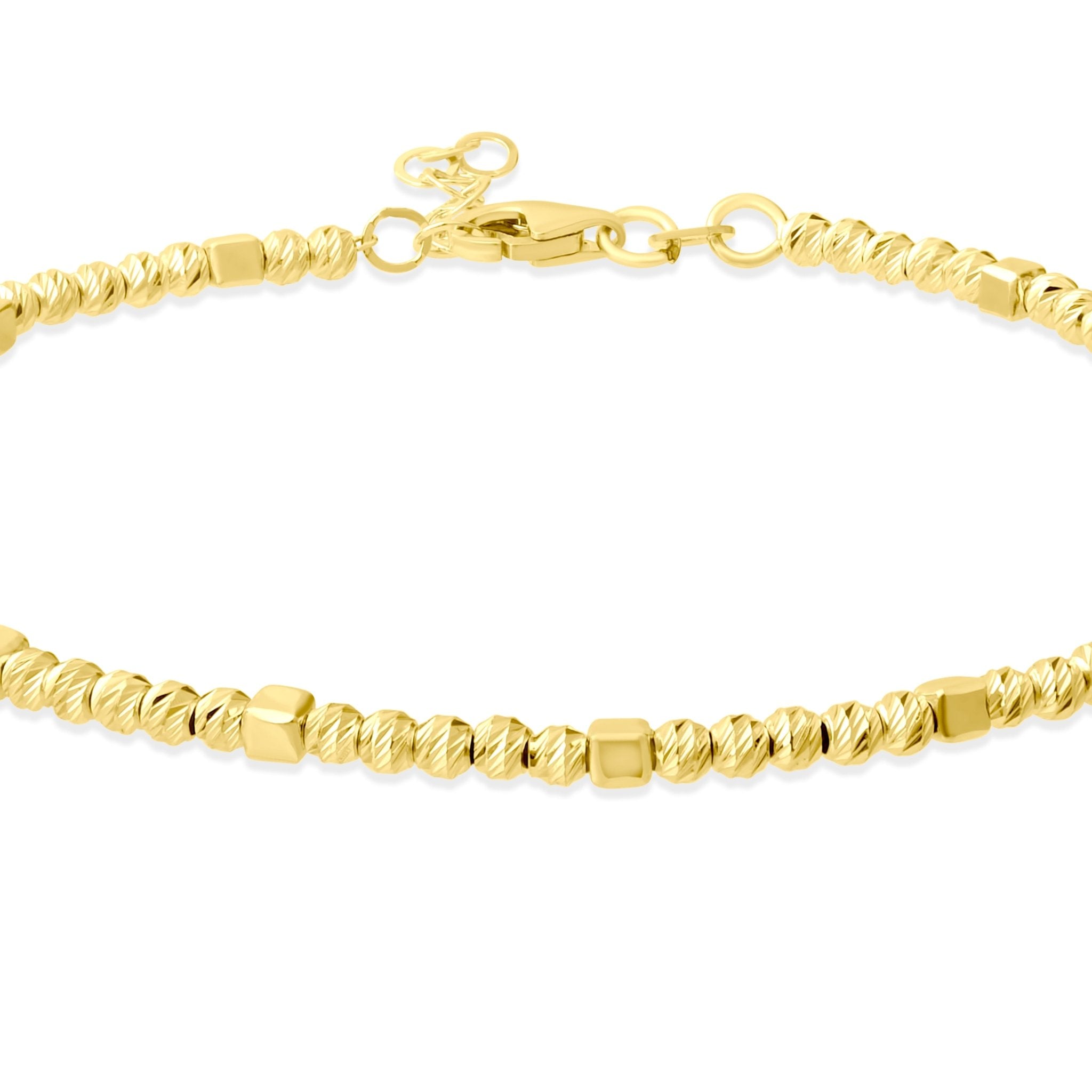 14ct Yellow Gold Diamond Cut Bead Station Bracelet - Kolié Fine Jewellery