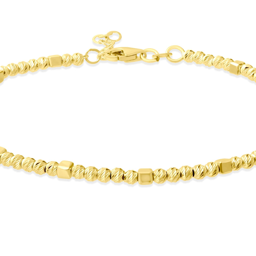 14ct Yellow Gold Diamond Cut Bead Station Bracelet - Kolié Fine Jewellery