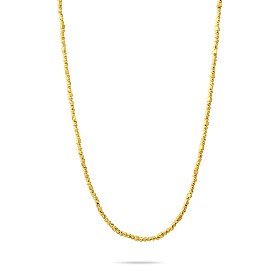 14ct Yellow Gold Diamond Cut Bead Station Necklace (45cm) - Kolié Fine Jewellery