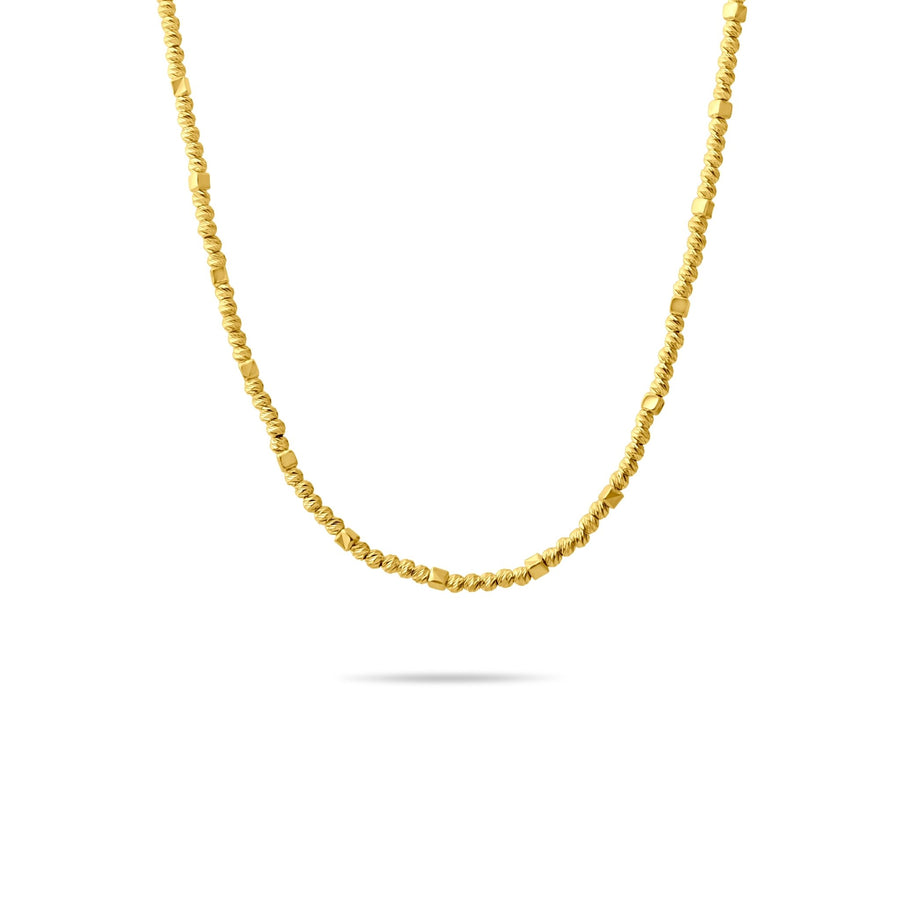 14ct Yellow Gold Diamond Cut Bead Station Necklace (45cm) - Kolié Fine Jewellery