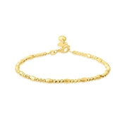 14ct Yellow Gold Diamond Cut & Polished Bead Station Bracelet - Kolié Fine Jewellery