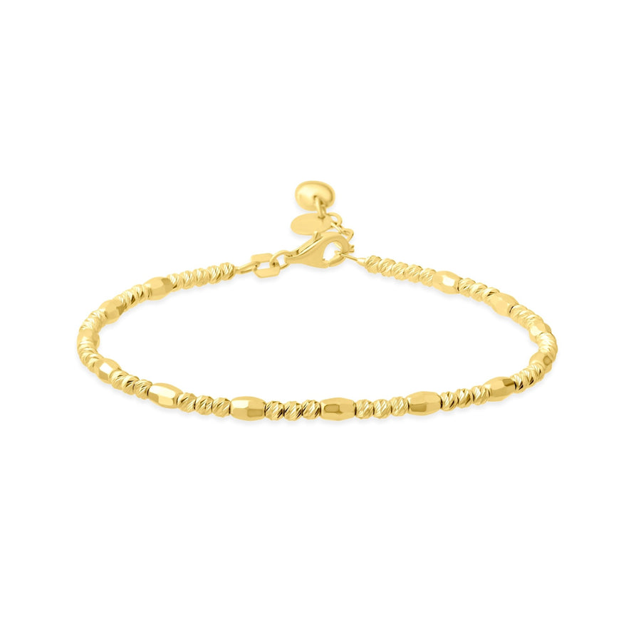 14ct Yellow Gold Diamond Cut & Polished Bead Station Bracelet - Kolié Fine Jewellery