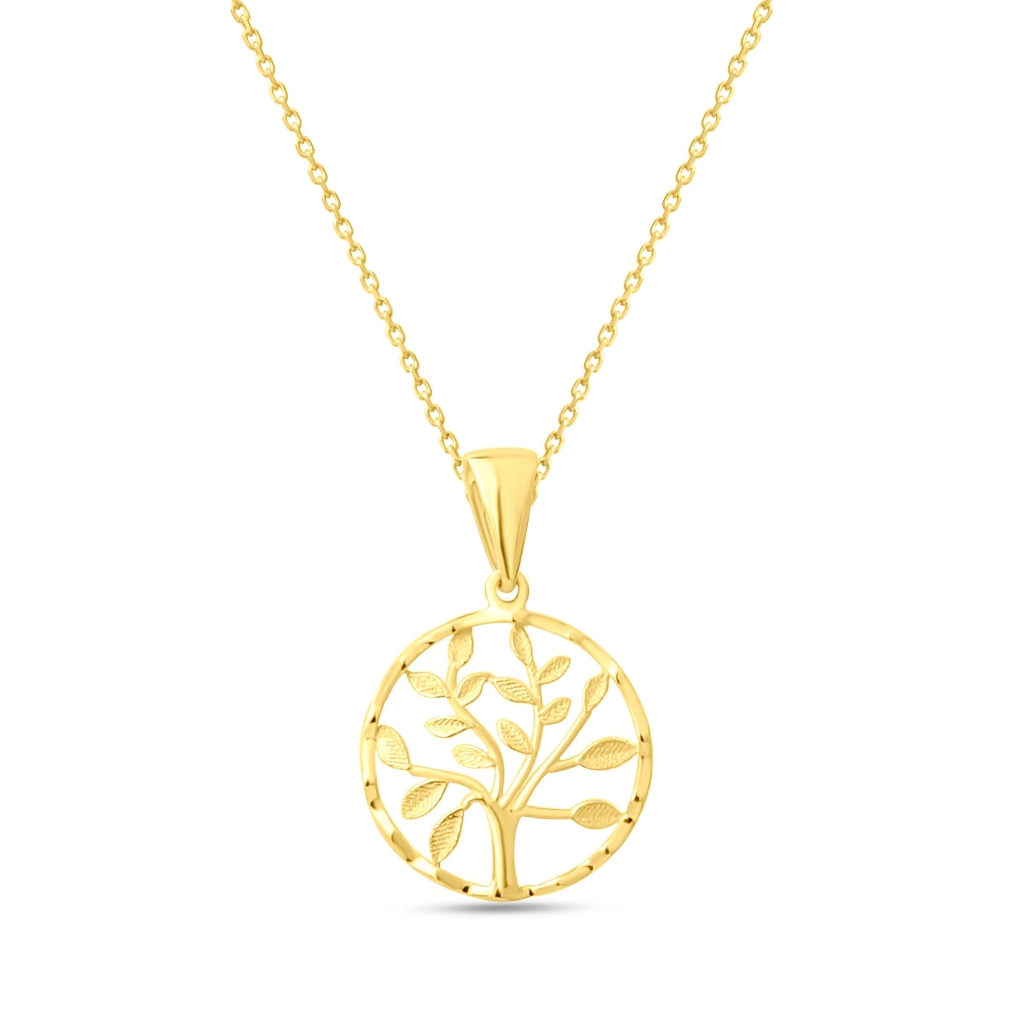 14ct Yellow Gold Diamond Cut Tree of Life Pendant - Pendant Only - Kolié Fine Jewellery