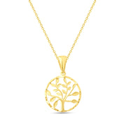 14ct Yellow Gold Diamond Cut Tree of Life Pendant - Pendant Only - Kolié Fine Jewellery