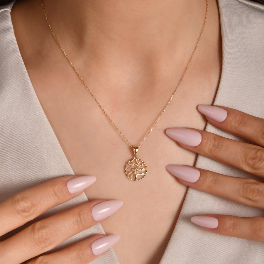 14ct Yellow Gold Diamond Cut Tree of Life Pendant - Pendant Only - Kolié Fine Jewellery