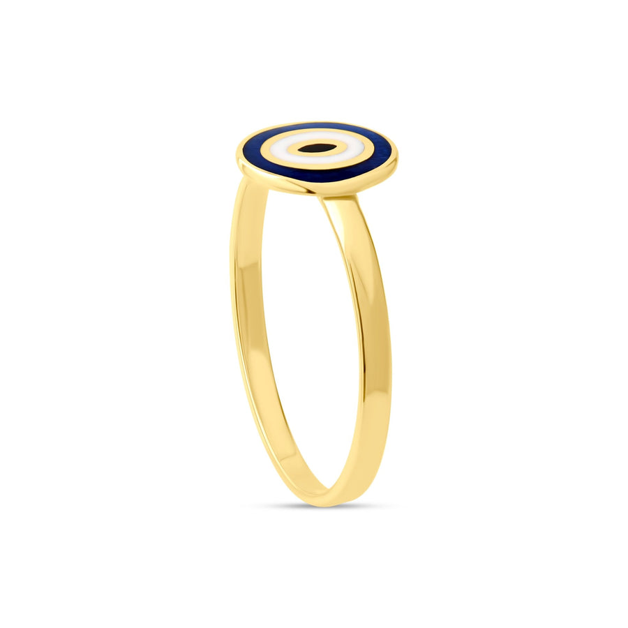 14ct Yellow Gold Enamel Oval Evil Eye Ring - Kolié Fine Jewellery