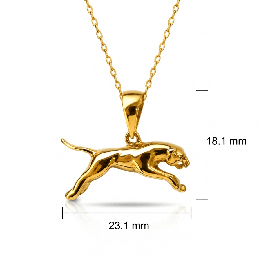 14ct Yellow Gold Leaping Panther Pendant - Kolié Fine Jewellery