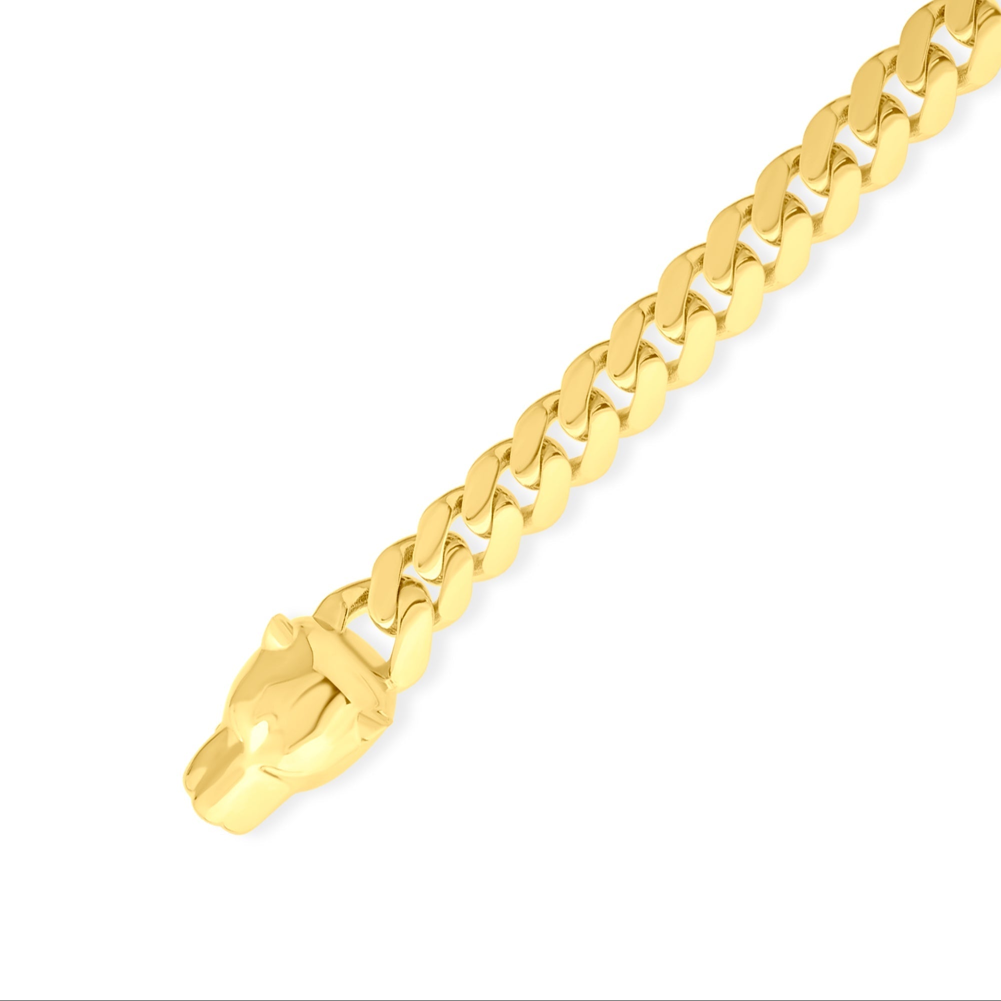 14ct Yellow Gold Panther Head Cuban Link Bracelet - Kolié Fine Jewellery