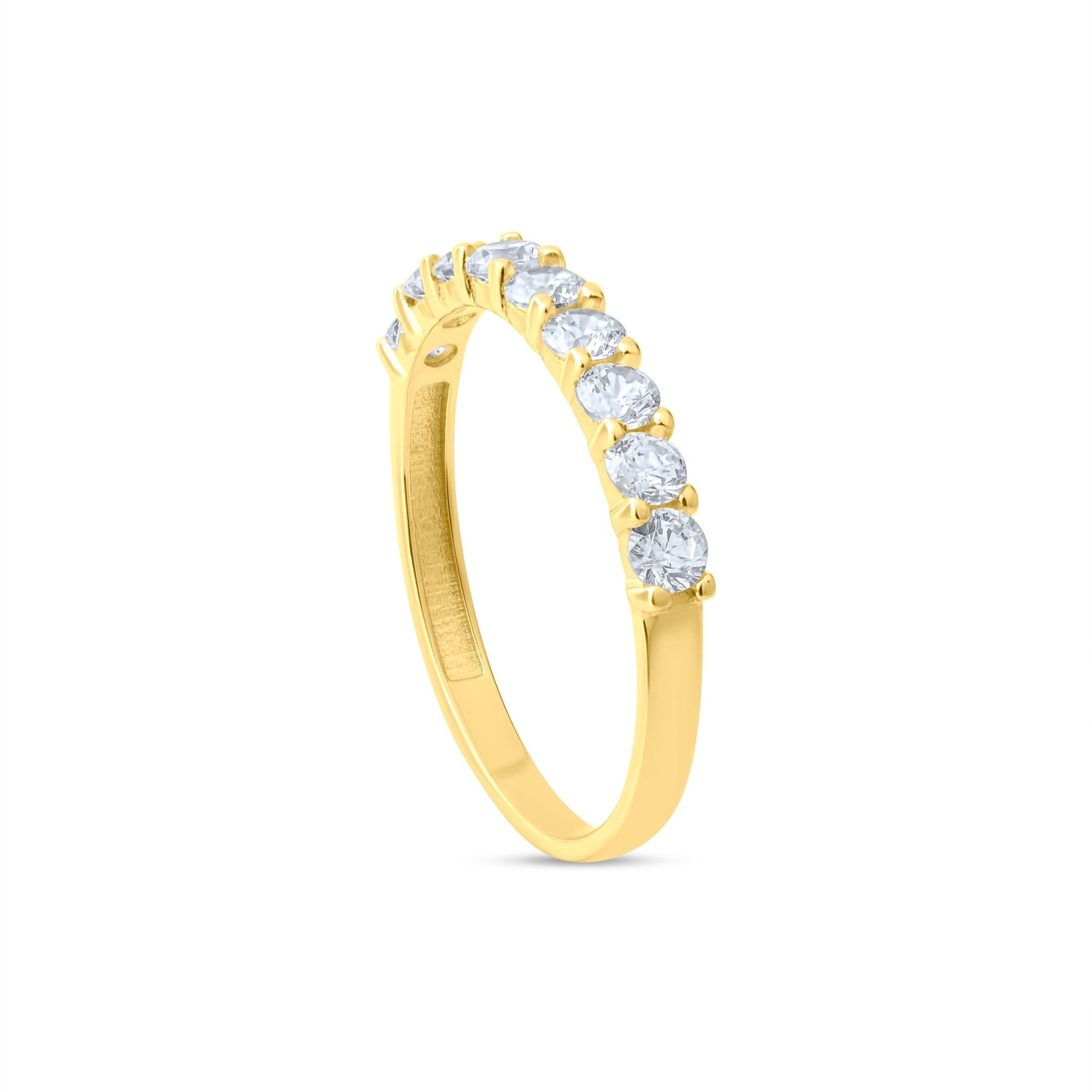 14ct Yellow Gold Round Brilliant Cubic Zirconia Half Eternity Ring - Kolié Fine Jewellery