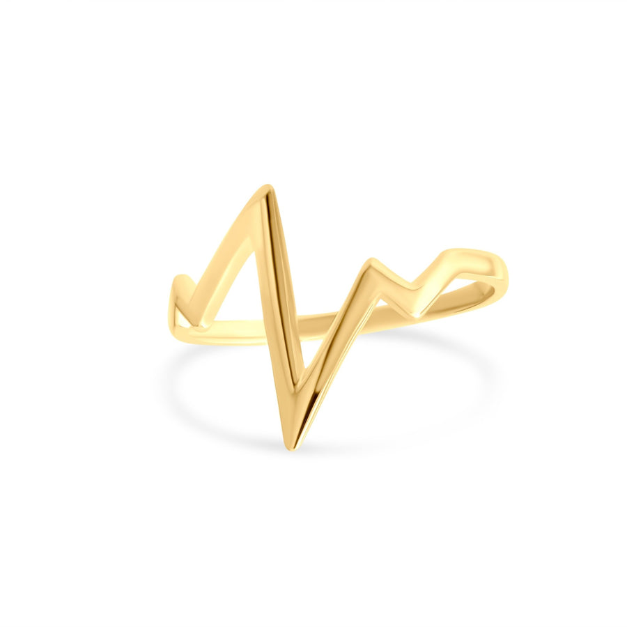 14ct Yellow Gold Stackable Heartbeat Ring - Kolié Fine Jewellery