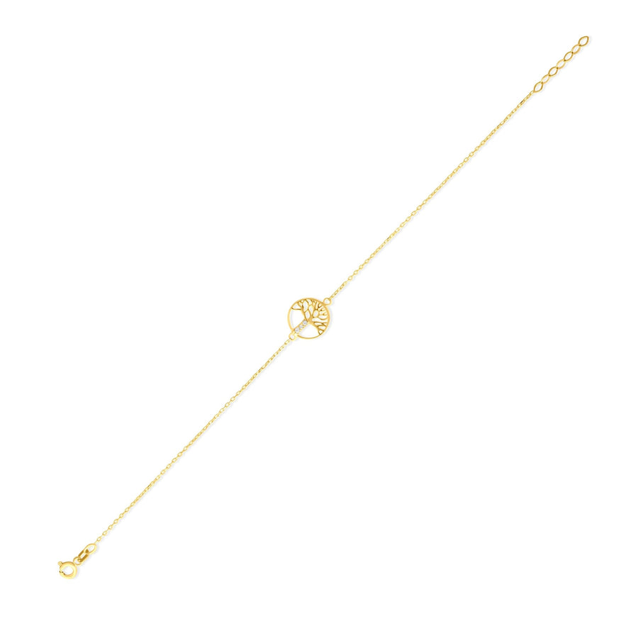 14ct Yellow Gold Tree of Life Bracelet with Cubic Zirconia - Kolié Fine Jewellery