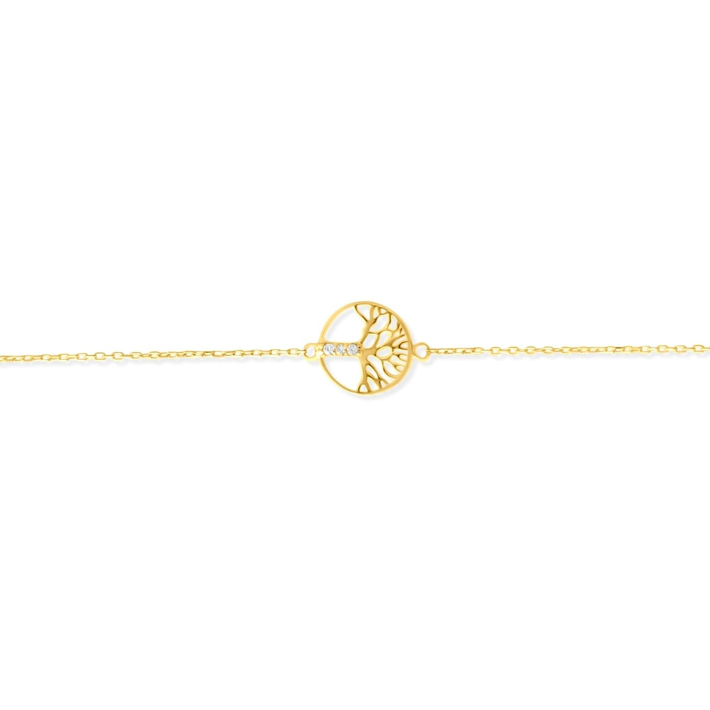 14ct Yellow Gold Tree of Life Bracelet with Cubic Zirconia - Kolié Fine Jewellery