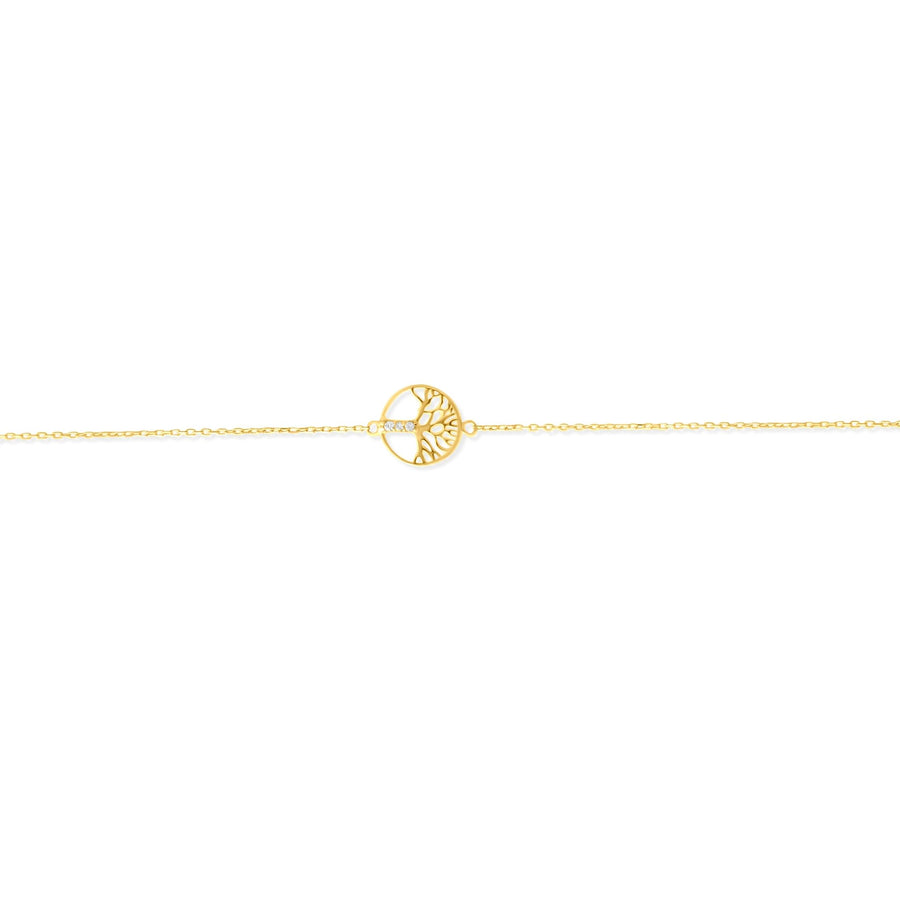 14ct Yellow Gold Tree of Life Bracelet with Cubic Zirconia - Kolié Fine Jewellery