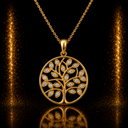 14ct Yellow Gold Tree of Life Pendant with Cubic Zirconia Leaves - Pendant Only - Kolié Fine Jewellery
