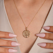 14ct Yellow Gold Tree of Life Pendant with Cubic Zirconia Leaves - Pendant Only - Kolié Fine Jewellery