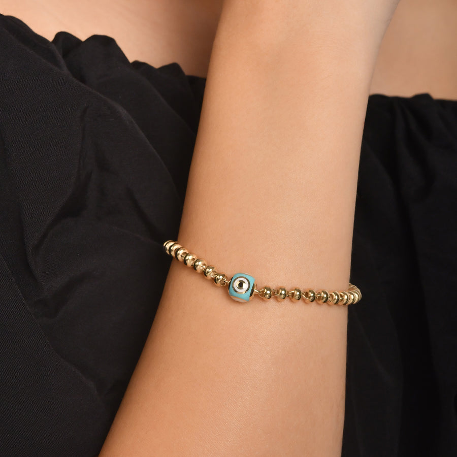 14ct Gold Beaded Evil Eye Bracelet