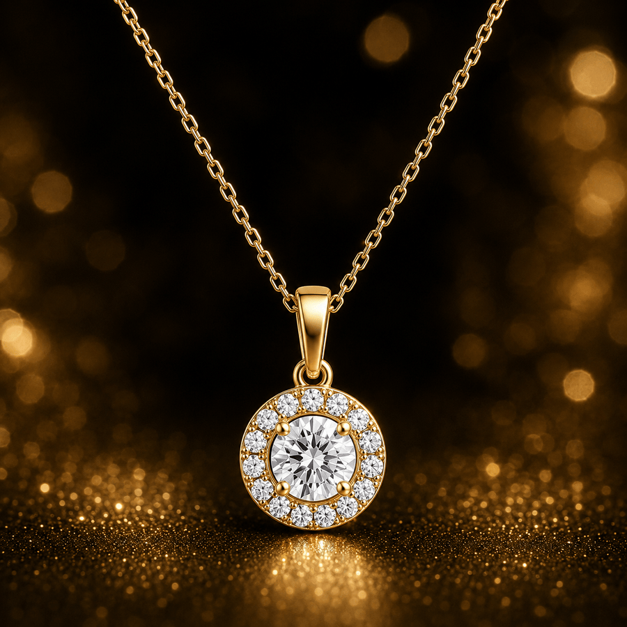 9ct Gold Celestial Halo Pendant - Pendant Only - Kolié Fine Jewellery