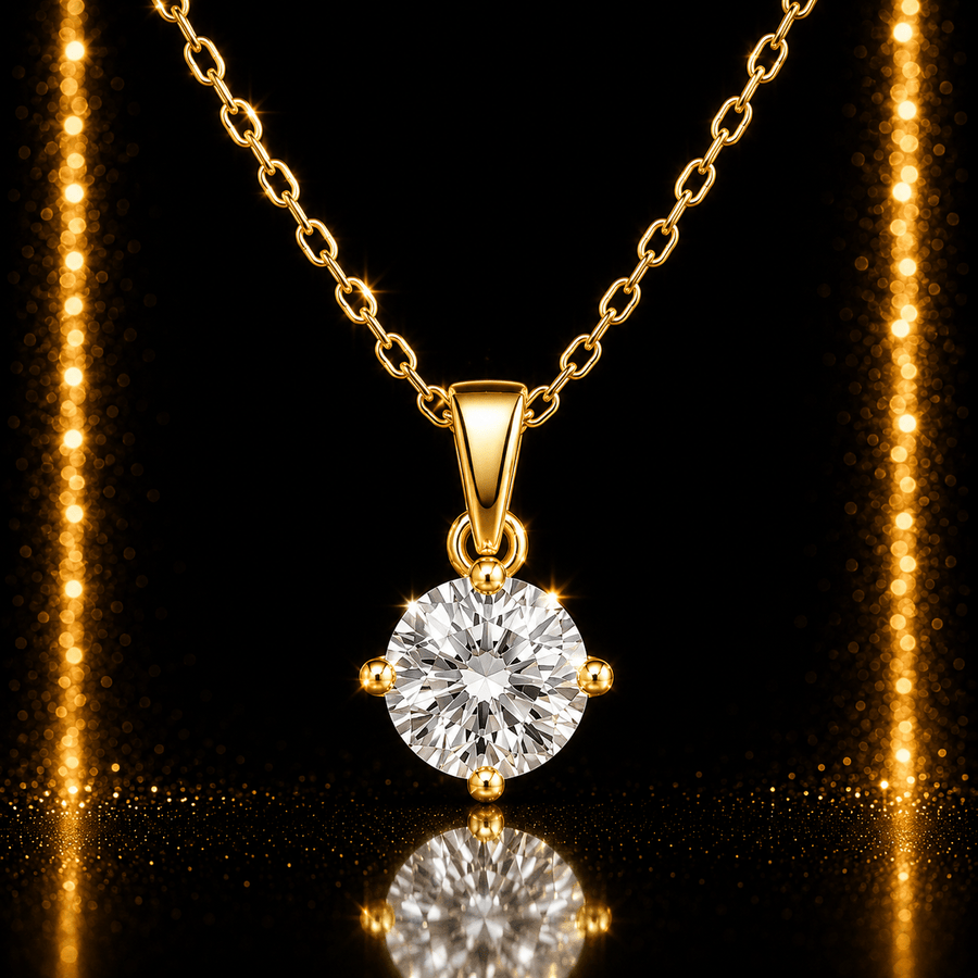9ct Gold CZ Solitaire Pendant – Pendant Only - Kolié Fine Jewellery