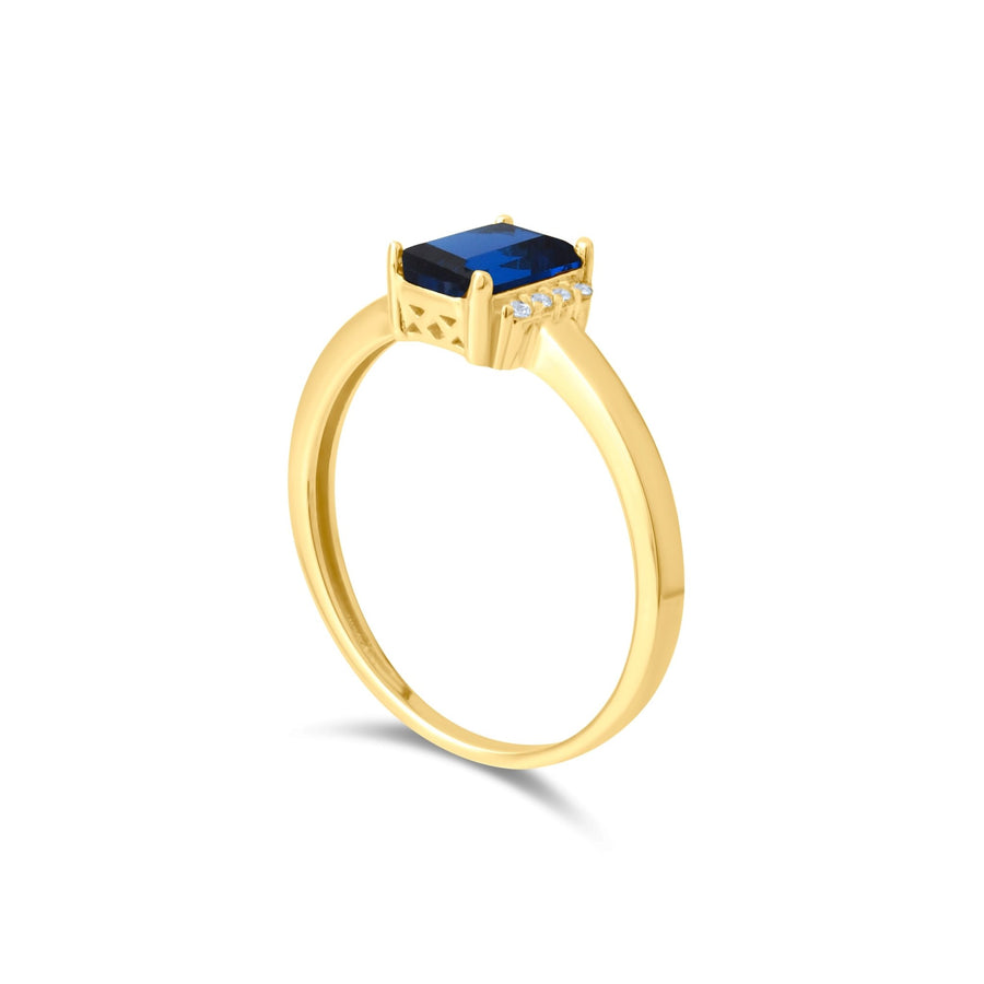 9ct Gold Emerald - Cut Gemstone Ring - Size P - Kolié Fine Jewellery