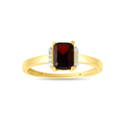 9ct Gold Emerald - Cut Gemstone Ring - Size P - Kolié Fine Jewellery