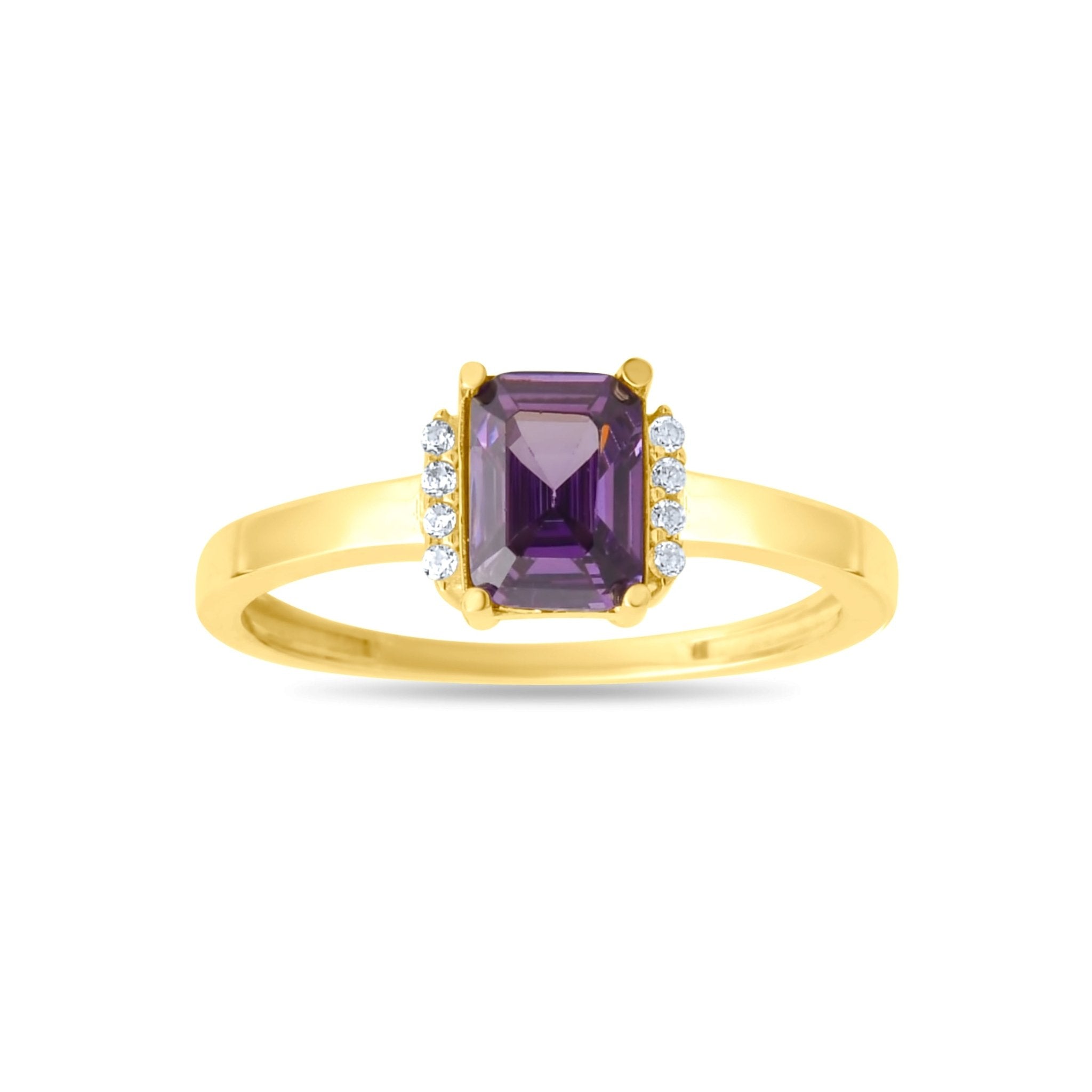 9ct Gold Emerald - Cut Gemstone Ring - Size P - Kolié Fine Jewellery
