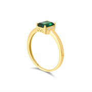 9ct Gold Emerald - Cut Gemstone Ring - Size P - Kolié Fine Jewellery