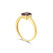9ct Gold Emerald - Cut Gemstone Ring - Size P - Kolié Fine Jewellery