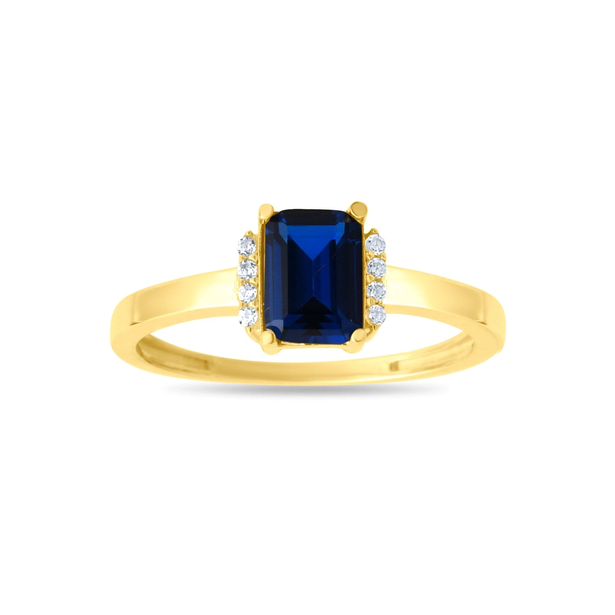 9ct Gold Emerald - Cut Gemstone Ring - Size P - Kolié Fine Jewellery