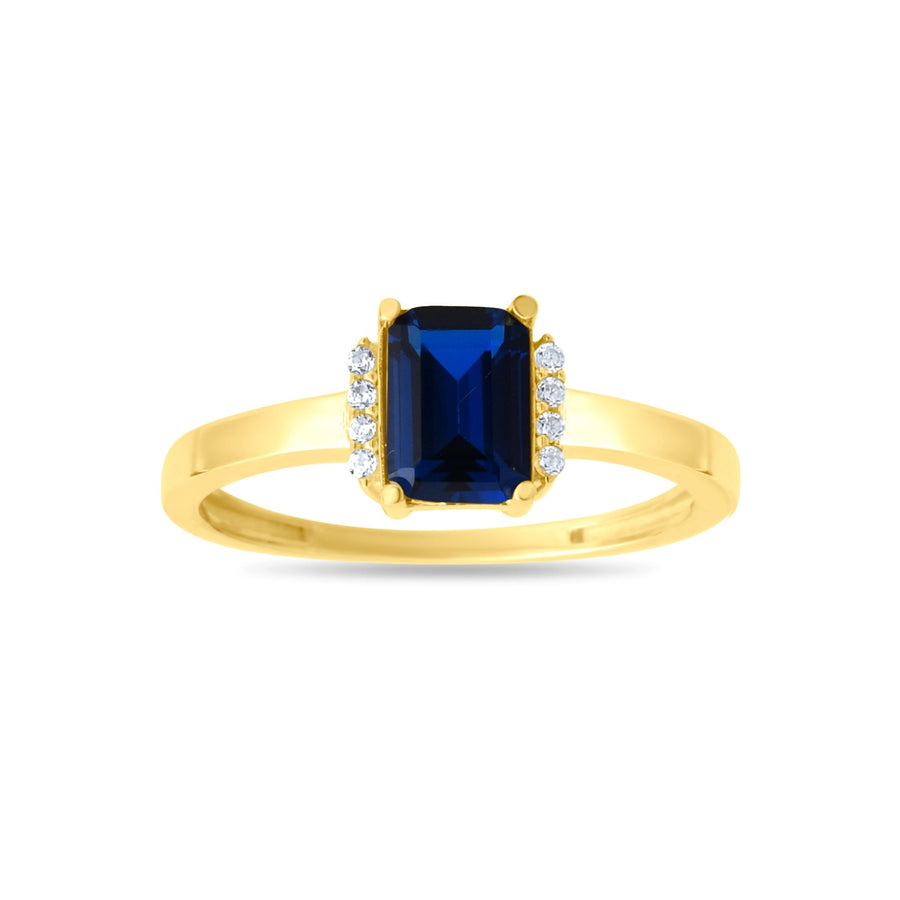 9ct Gold Emerald - Cut Gemstone Ring - Size P - Kolié Fine Jewellery