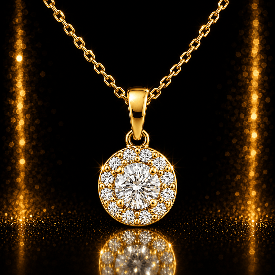 9ct Gold Halo Pendant - Pendant Only - Kolié Fine Jewellery