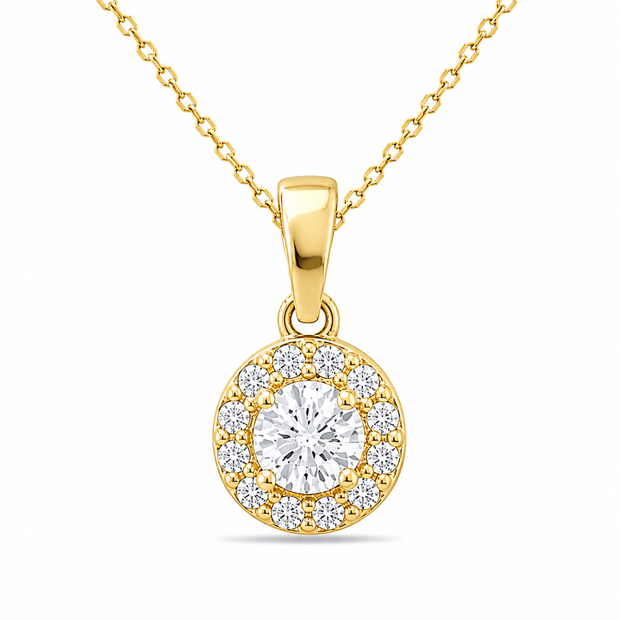 9ct Gold Halo Pendant - Pendant Only - Kolié Fine Jewellery
